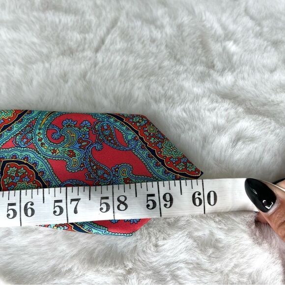 Happy Ties Men’s 100% Silk Blue, Green and Pink Paisley Print - Picture 6 of 6